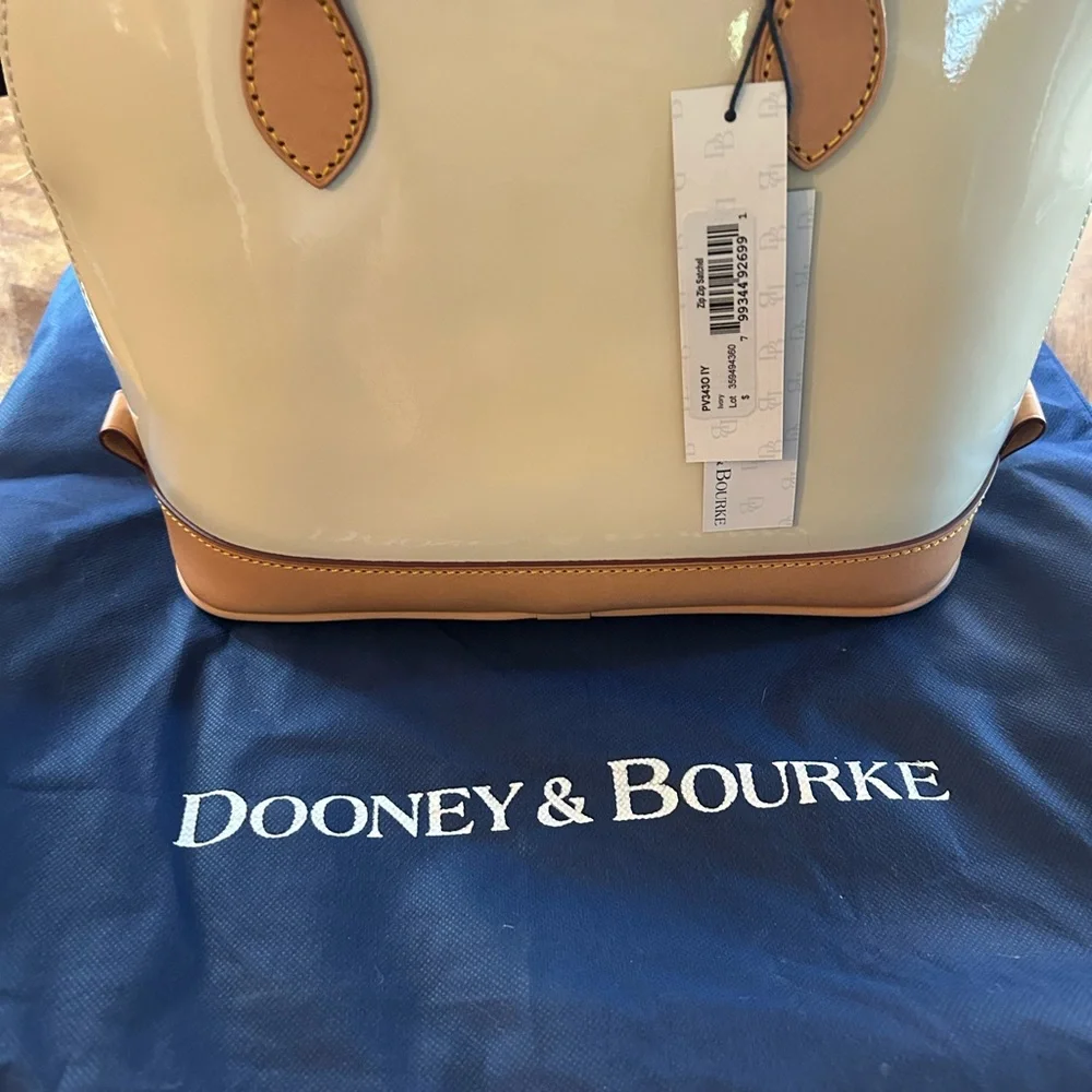 Dooney & Bourke Glossy Cream and Tan Satchel - Picture 2 of 4